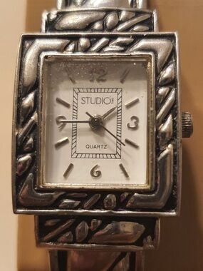 🦋10/$20🦋 Studio Time Silver/White Stainless Steel Women's Cuff Watch